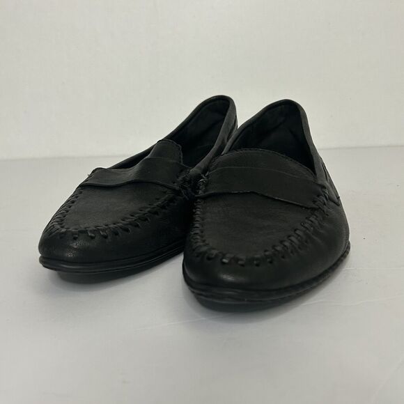 Born Black Leather Penny Loafers Slip On Shoes Flats W3310 - Picture 4 of 8